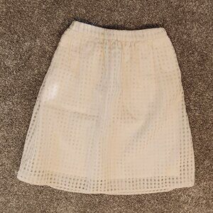Maison Jules short A-line skirt elastic waist & pockets Size XS Ivory Checked
